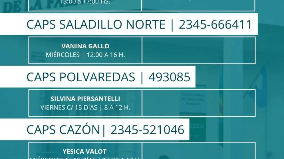 Trabajadoras sociales que se encuentran disponibles en diferentes puntos del distrito